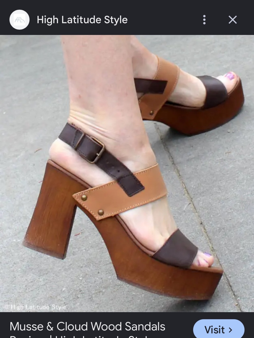 Musse & Cloud, two-tone colorway wooden block sandals, 38 EU/7 US
